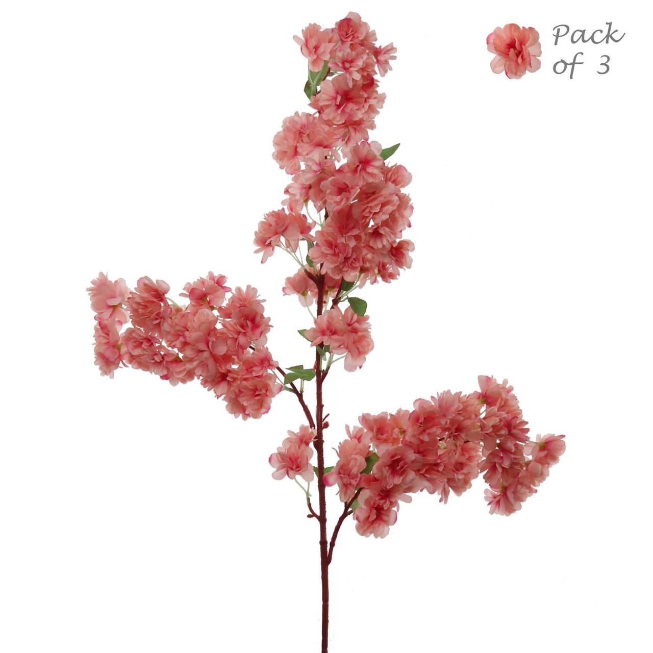 3PC 40" Pink Cherry Blossom Stems – Lifelike Silk Flowers by Floral Home® for Decor